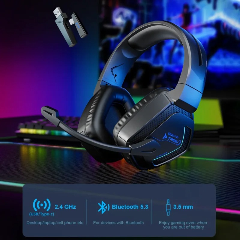 سماعات رأس لاسلكية TAIDU T01 ب - مراجعة Gaming Headset Rgb وسعره